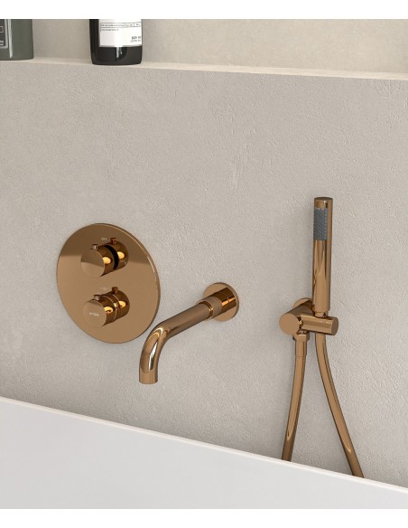 Mitigeur thermostatique de baignoire à encastrer Or rose - Corbeau
