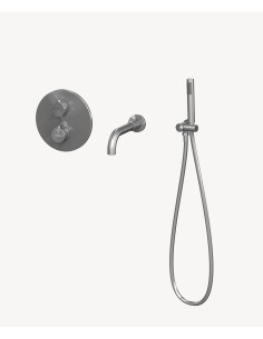 Mitigeur thermostatique de baignoire à encastrer Nickel brossé - Corbeau