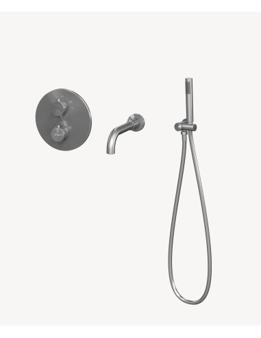 Mitigeur thermostatique de baignoire à encastrer Nickel brossé - Corbeau