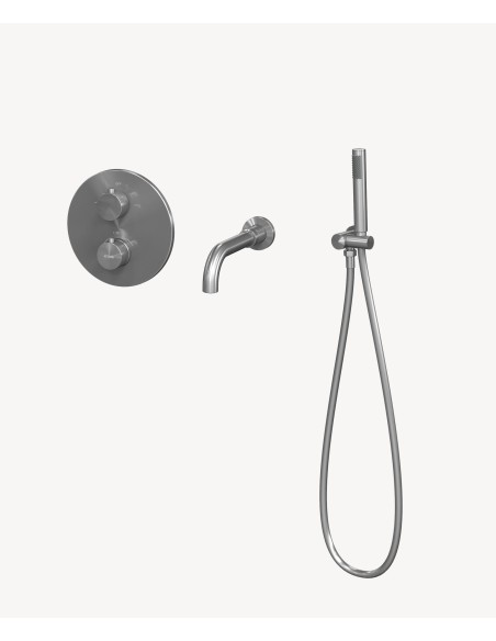 Mitigeur thermostatique de baignoire à encastrer Nickel brossé - Corbeau
