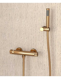 Mitigeur thermostatique de douche mural Or rose - Corbeau