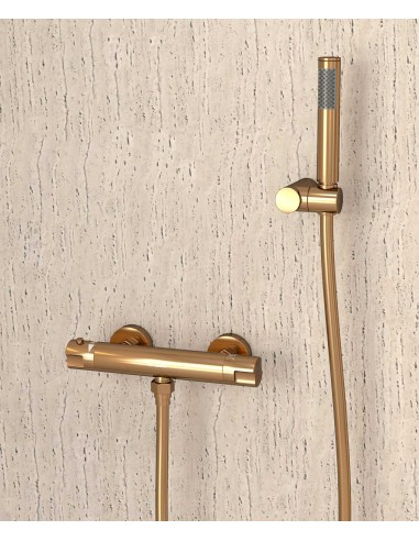 Mitigeur thermostatique de douche mural Or rose - Corbeau