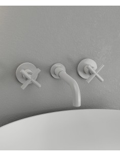 Robinet mélangeur lavabo mural Blanc - Corbeau