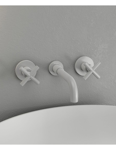 Robinet mélangeur lavabo mural Blanc - Corbeau