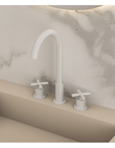 Robinet mélangeur lavabo sur plage Blanc - Corbeau