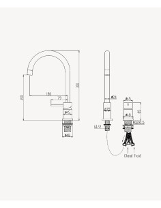 Mitigeur de lavabo 2 trous Doré - Corbeau 2