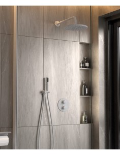 Colonne de douche encastrée thermostatique pommeau pluie anti calcaire Blanc - Corbeau