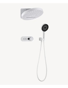 Pack mitigeur de douche encastrée pommeau pluie et cascade - Blanc
