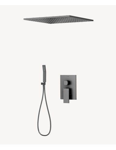 Système douche pluie encastrable au plafond Gun métal - Sirius