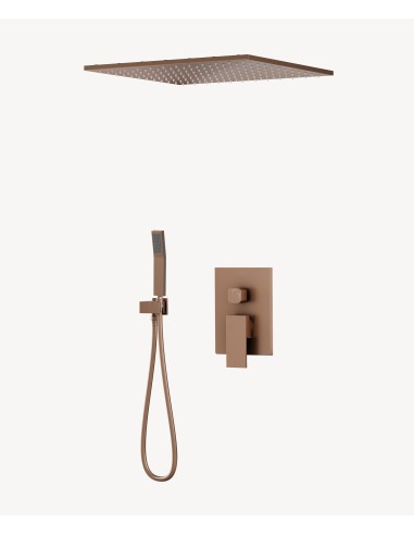 Système douche pluie encastrable au plafond Or rose brossé - Sirius