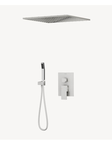 Système douche pluie encastrable au plafond Nickel brossé - Sirius