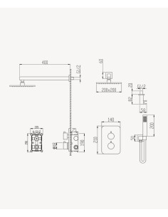 Colonne de douche thermostatique encastrée Chromé - Sirius 2