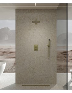 Colonne de douche thermostatique encastrée Doré brossé - Sirius