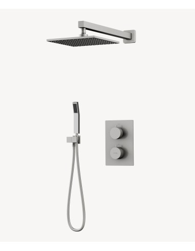 Colonne de douche thermostatique encastrée Nickel brossé - Sirius