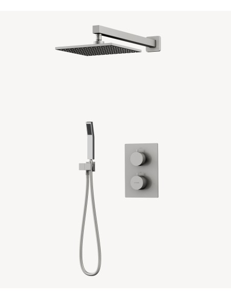 Colonne de douche thermostatique encastrée Nickel brossé - Sirius