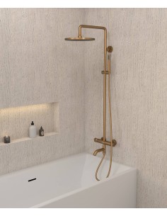 Colonne bain douche thermostatique or rose avec sécurité anti-brûlures - Corbeau