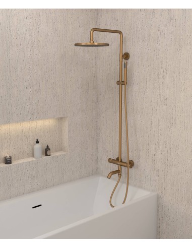 Colonne bain douche thermostatique or rose avec sécurité anti-brûlures - Corbeau
