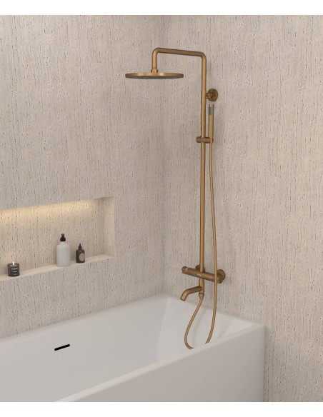 Colonne bain douche thermostatique or rose avec sécurité anti-brûlures - Corbeau
