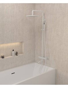Colonne bain douche thermostatique blanc avec sécurité anti-brûlures - Corbeau