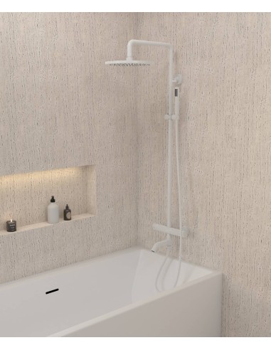 Colonne bain douche thermostatique blanc avec sécurité anti-brûlures - Corbeau