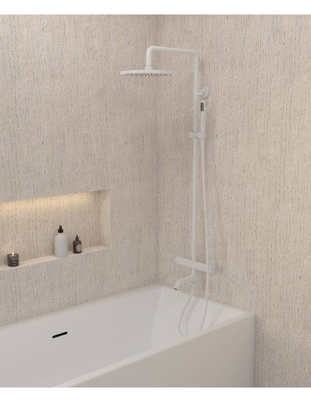 Colonne bain douche thermostatique blanc avec sécurité anti-brûlures - Corbeau