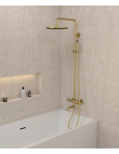 Colonne bain douche thermostatique doré avec sécurité anti-brûlures - Corbeau