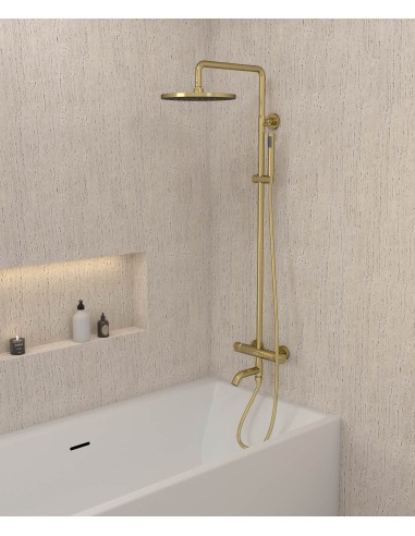 Colonne bain douche thermostatique doré avec sécurité anti-brûlures - Corbeau