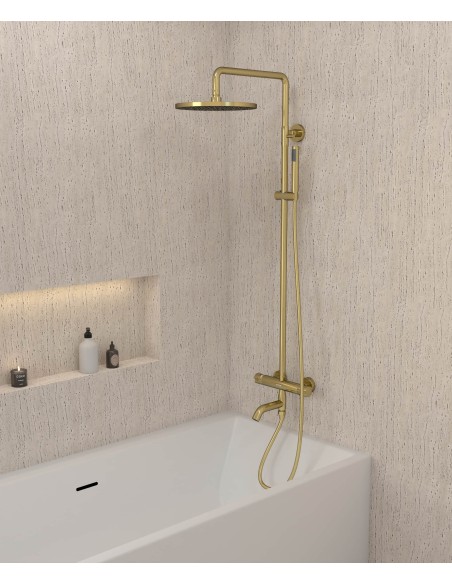 Colonne bain douche thermostatique doré avec sécurité anti-brûlures - Corbeau