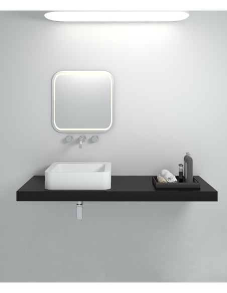 Vasque carrée à poser en solid surface Blanc mat - Luna