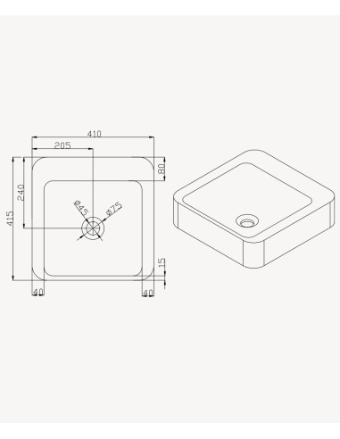 Vasque carrée à poser en solid surface Blanc mat - Luna