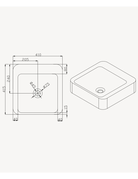 Vasque carrée à poser en solid surface Blanc mat - Luna