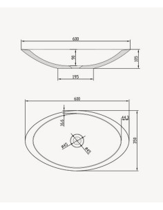 Vasque ovale à poser en solid surface Blanc Mat - Kinkala 2