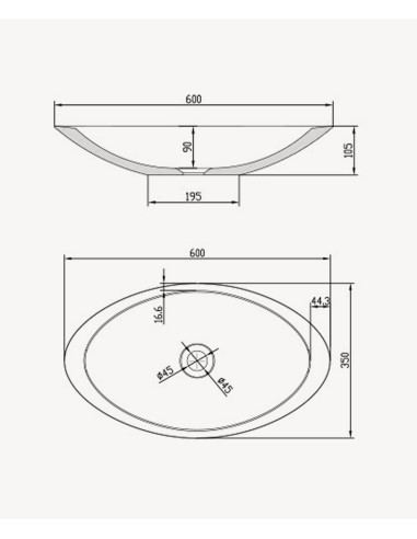Vasque ovale à poser en solid surface Blanc Mat - Kinkala