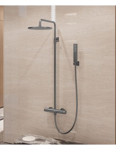 Colonne de douche thermostatique murale Gun métal - Fiumina