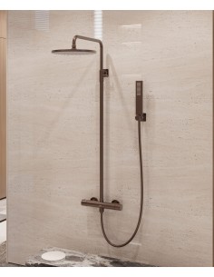 Colonne de douche thermostatique murale Or rose brossé - Fiumina