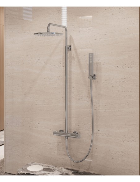 Colonne de douche thermostatique murale Chromé - Fiumina