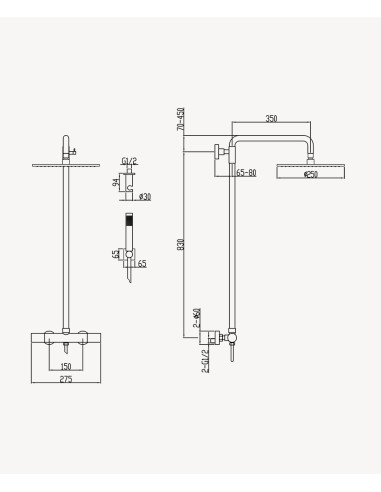 Colonne de douche thermostatique murale Chromé - Fiumina