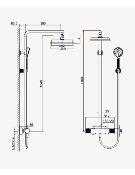 Colonne de douche thermostatique Nickel brossé - Hera