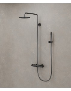 Colonne de douche murale avec mitigeur Gun métal - Leros