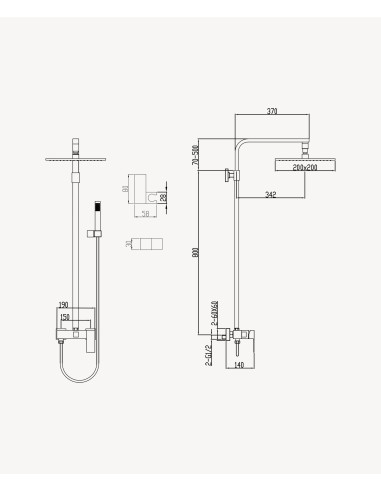 Colonne de douche mitigeur Doré brossé - Sirius