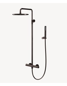 Colonne de douche ronde thermostatique Moka brossé - Corbeau