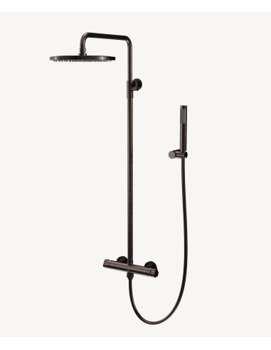 Colonne de douche ronde thermostatique Moka brossé - Corbeau