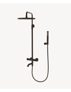 Colonne bain douche thermostatique Moka brossé avec sécurité anti-brûlures - Corbeau