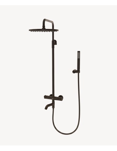 Colonne bain douche thermostatique Moka brossé avec sécurité anti-brûlures - Corbeau