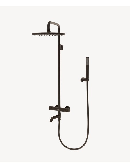 Colonne bain douche thermostatique Moka brossé avec sécurité anti-brûlures - Corbeau