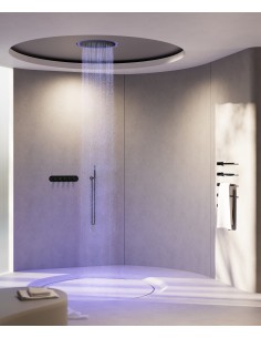 Pack mitigeur thermostatique de douche Wellness à LED Noir - Corbeau