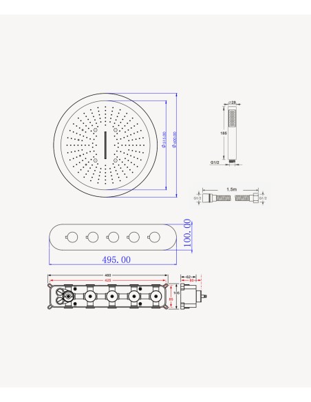Pack mitigeur thermostatique de douche Wellness à LED Noir - Corbeau