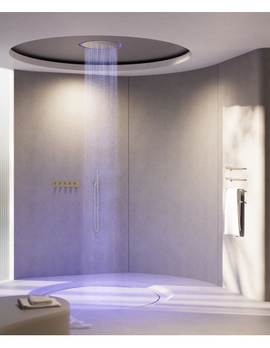 Pack mitigeur thermostatique de douche Wellness à LED Doré brossé - Corbeau
