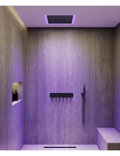 Pack mitigeur thermostatique de douche Wellness à LED Noir - Sirius