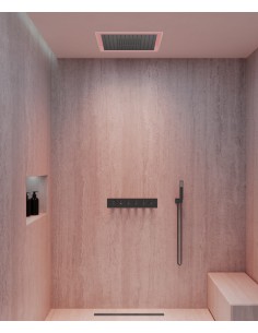 Pack mitigeur thermostatique de douche Wellness à LED Gun métal - Sirius